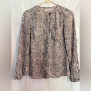 LOFT Black and White Patterned Blouse